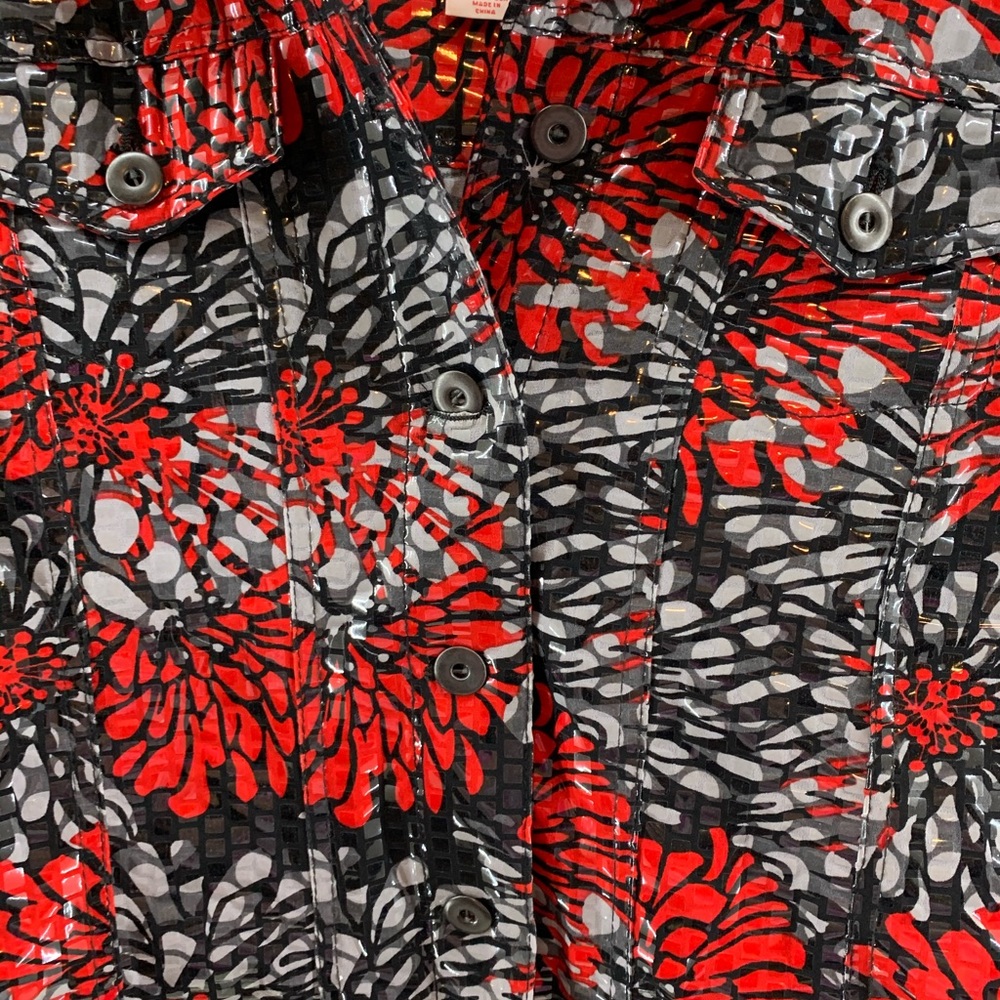 Ruby Rd Shiny Black Red Gray Jacket - Picture 2 of 6